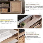 Mid-Century Modern Rattan TV Stand for 75 TV, Entertainment Center