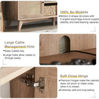 Mid-Century Modern Rattan TV Stand for 75 TV, Entertainment Center