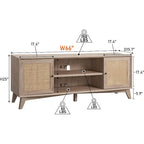 Mid-Century Modern Rattan TV Stand for 75 TV, Entertainment Center