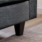 Canapé d'angle moderne en forme de L avec chaise longue, pouf de rangement et poches latérales pour le salon