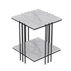 Marble Top Side Table 2 Tier Square Accent End Tables