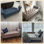 Arm Fabric Storage Ottoman Bench with Solid Wood Legs, 48W x 18D x 23H