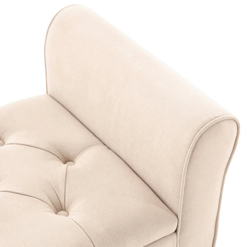 Arm Fabric Storage Ottoman Bench with Solid Wood Legs, 48W x 18D x 23H