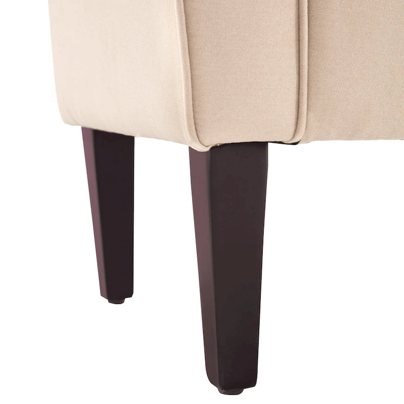 Arm Fabric Storage Ottoman Bench with Solid Wood Legs, 48W x 18D x 23H