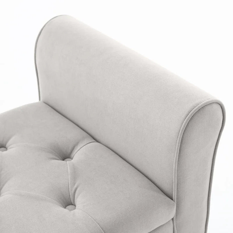 Arm Fabric Storage Ottoman Bench with Solid Wood Legs, 48W x 18D x 23H