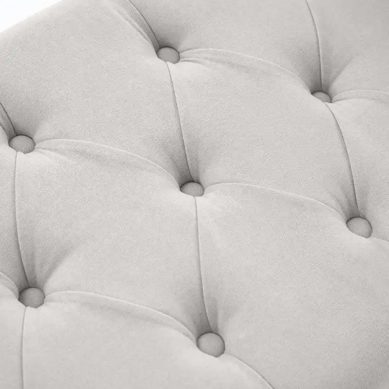 Arm Fabric Storage Ottoman Bench with Solid Wood Legs, 48W x 18D x 23H