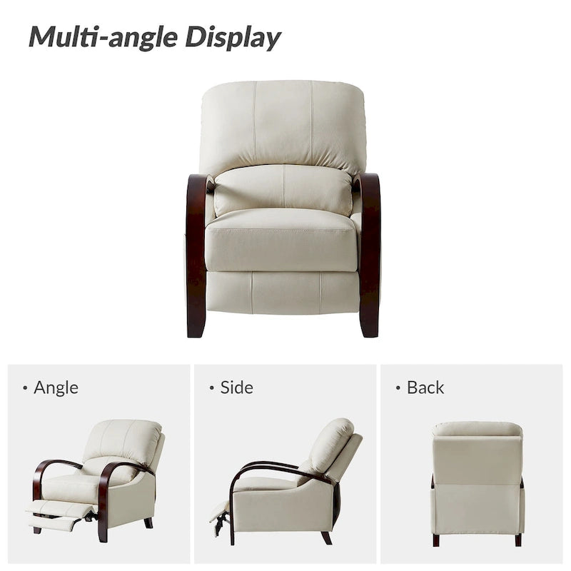 Fauteuil inclinable manuel Mid-Century Modern Cigar avec accoudoirs incurvés en bois