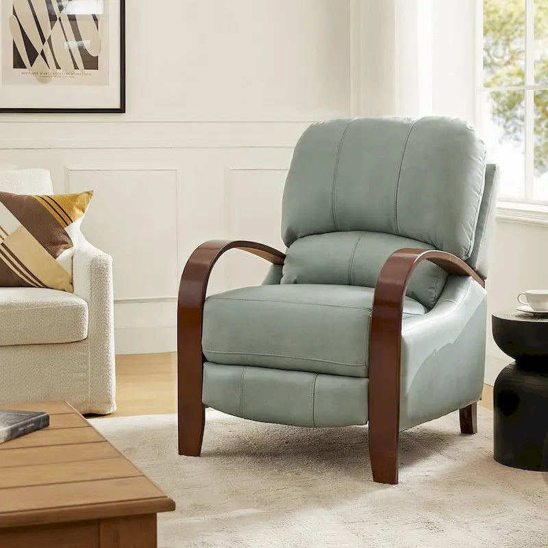 Fauteuil inclinable manuel Mid-Century Modern Cigar avec accoudoirs incurvés en bois