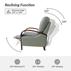 Fauteuil inclinable manuel Mid-Century Modern Cigar avec accoudoirs incurvés en bois
