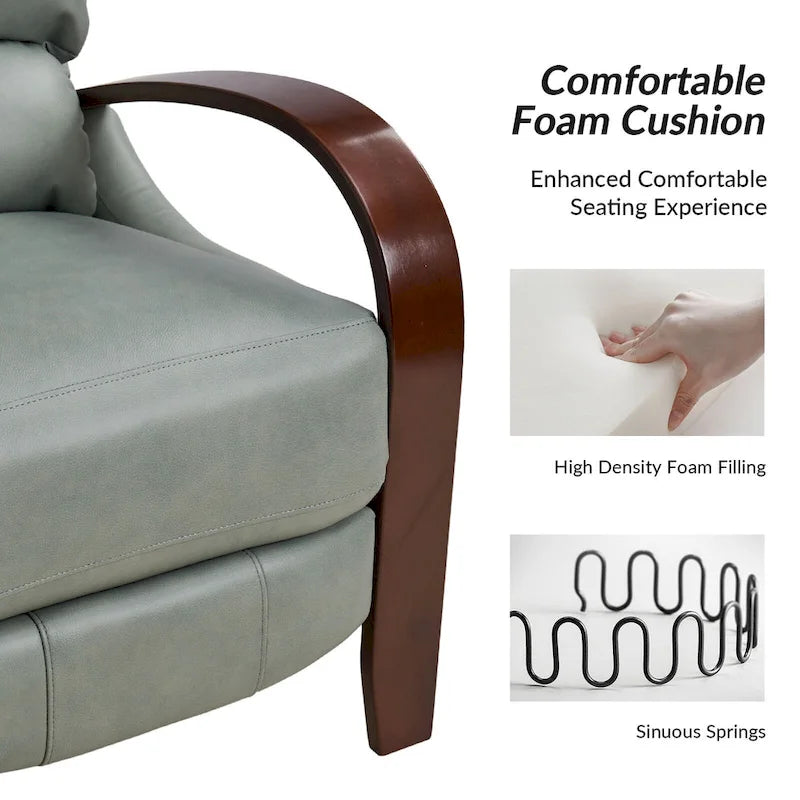 Fauteuil inclinable manuel Mid-Century Modern Cigar avec accoudoirs incurvés en bois