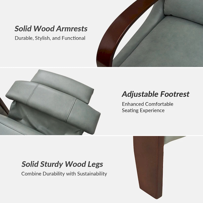 Fauteuil inclinable manuel Mid-Century Modern Cigar avec accoudoirs incurvés en bois