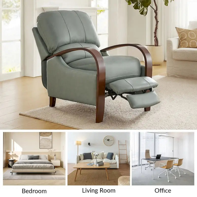 Fauteuil inclinable manuel Mid-Century Modern Cigar avec accoudoirs incurvés en bois