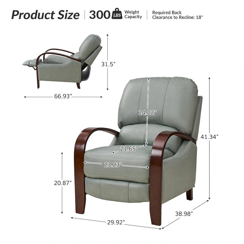 Fauteuil inclinable manuel Mid-Century Modern Cigar avec accoudoirs incurvés en bois