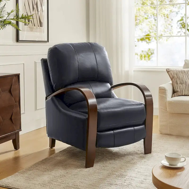 Fauteuil inclinable manuel Mid-Century Modern Cigar avec accoudoirs incurvés en bois