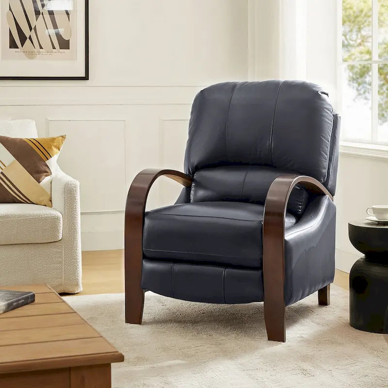 Fauteuil inclinable manuel Mid-Century Modern Cigar avec accoudoirs incurvés en bois