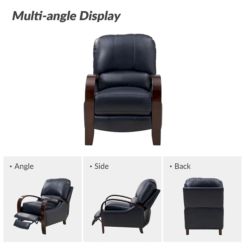 Fauteuil inclinable manuel Mid-Century Modern Cigar avec accoudoirs incurvés en bois