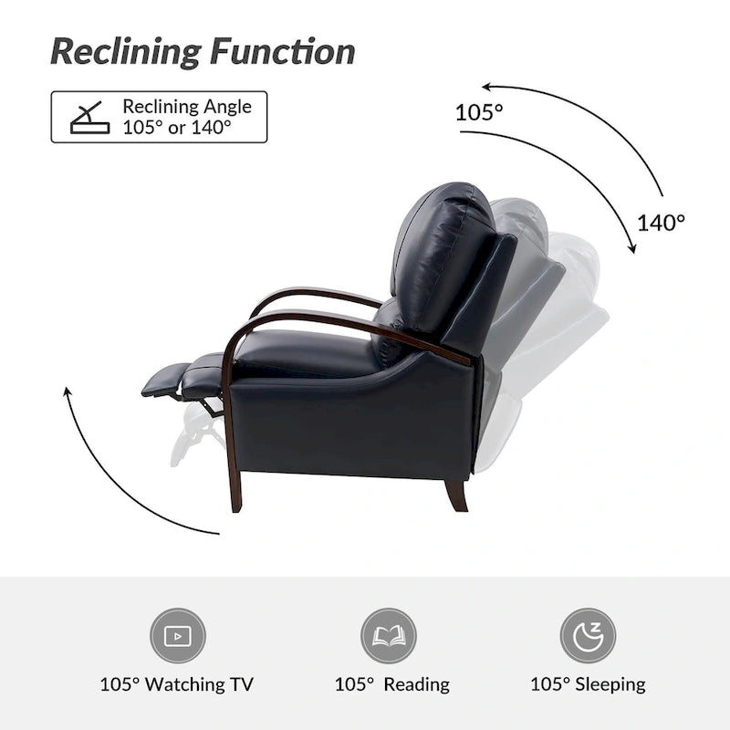 Fauteuil inclinable manuel Mid-Century Modern Cigar avec accoudoirs incurvés en bois