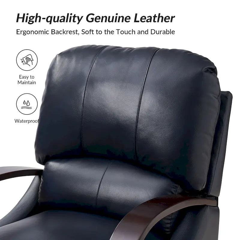 Fauteuil inclinable manuel Mid-Century Modern Cigar avec accoudoirs incurvés en bois