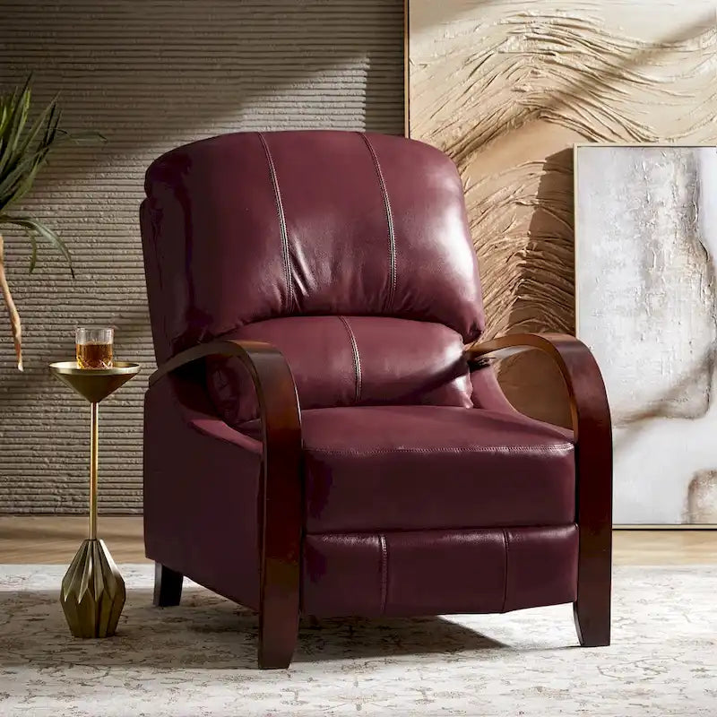 Fauteuil inclinable manuel Mid-Century Modern Cigar avec accoudoirs incurvés en bois