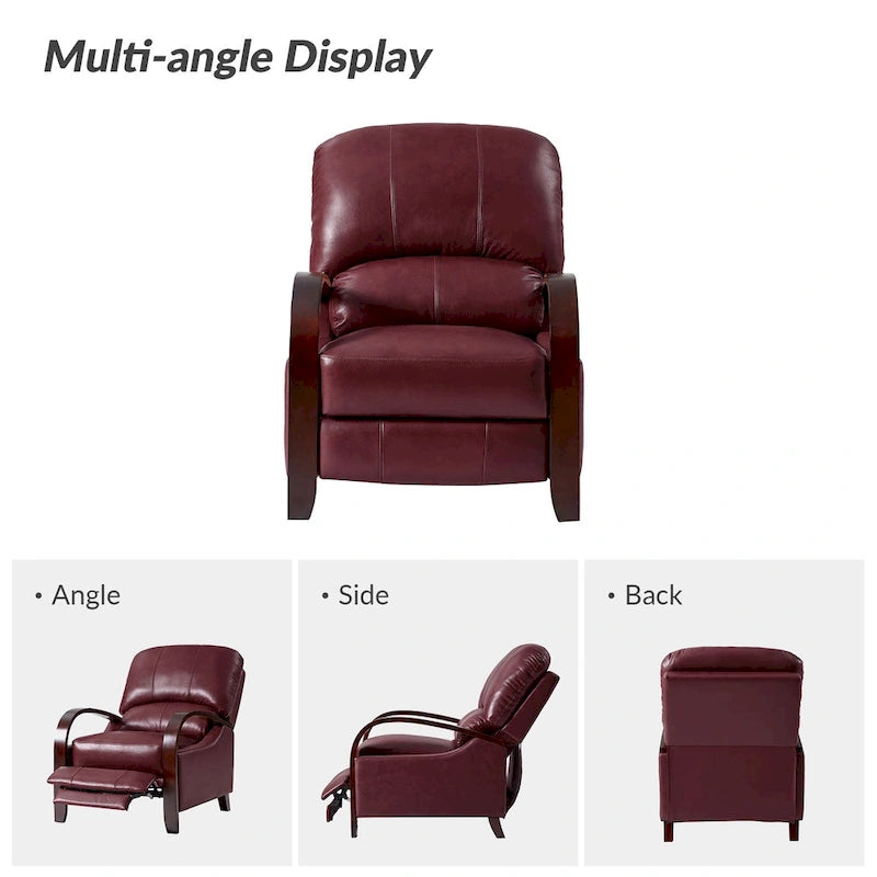 Fauteuil inclinable manuel Mid-Century Modern Cigar avec accoudoirs incurvés en bois