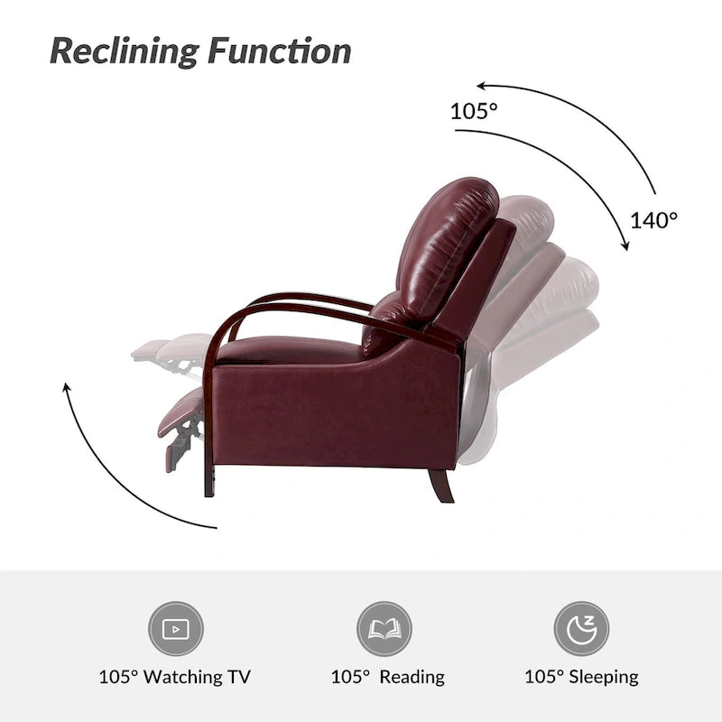 Fauteuil inclinable manuel Mid-Century Modern Cigar avec accoudoirs incurvés en bois
