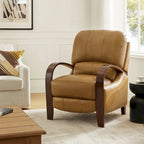 Fauteuil inclinable manuel Mid-Century Modern Cigar avec accoudoirs incurvés en bois