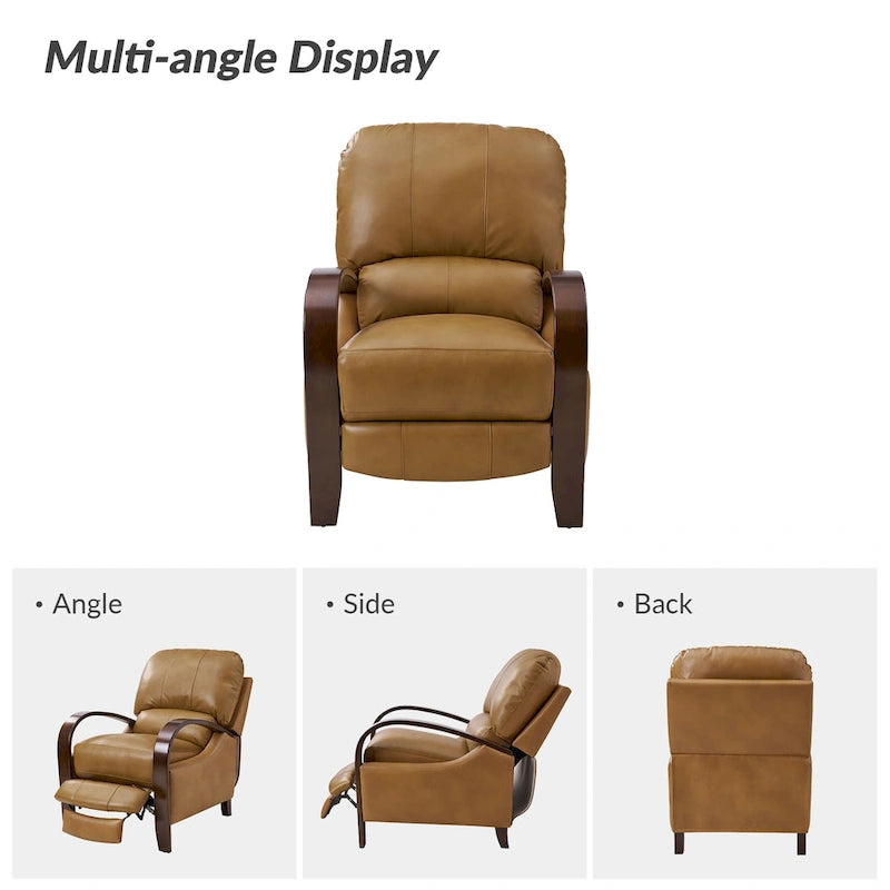 Fauteuil inclinable manuel Mid-Century Modern Cigar avec accoudoirs incurvés en bois