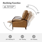 Fauteuil inclinable manuel Mid-Century Modern Cigar avec accoudoirs incurvés en bois