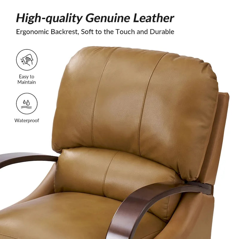 Fauteuil inclinable manuel Mid-Century Modern Cigar avec accoudoirs incurvés en bois