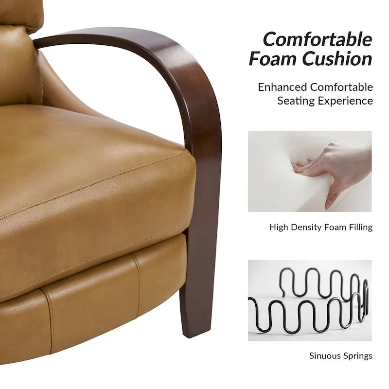 Fauteuil inclinable manuel Mid-Century Modern Cigar avec accoudoirs incurvés en bois