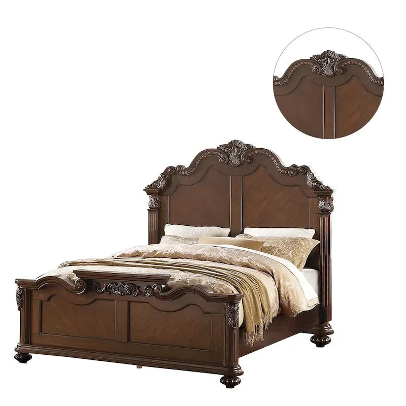 Wooden Bed in Dark Cherry Finish