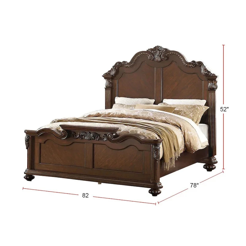 Wooden Bed in Dark Cherry Finish