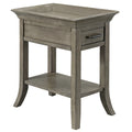 One Drawer Traditional Cherry Tray Edge Side Table with Shelf
