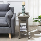 One Drawer Traditional Cherry Tray Edge Side Table with Shelf