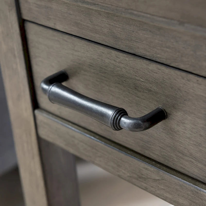 One Drawer Traditional Cherry Tray Edge Side Table with Shelf