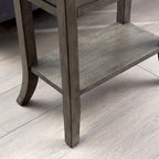 One Drawer Traditional Cherry Tray Edge Side Table with Shelf