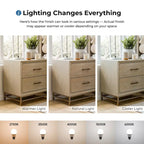 Transitional Oak Solid Wood 2-Drawer Nightstand with Metal Legs