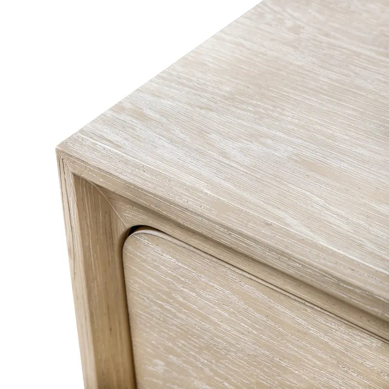 Transitional Oak Solid Wood 2-Drawer Nightstand with Metal Legs