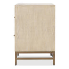 Transitional Oak Solid Wood 2-Drawer Nightstand with Metal Legs