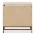 Transitional Oak Solid Wood 2-Drawer Nightstand with Metal Legs