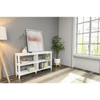 Wide Low 54W Bookcase with 2 Shelves, White