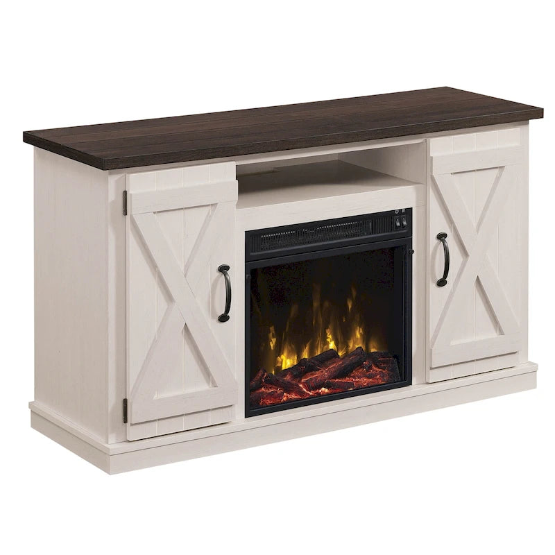 Modern Farmhouse TV Stand for TVs up to 55 with Electric Fireplace