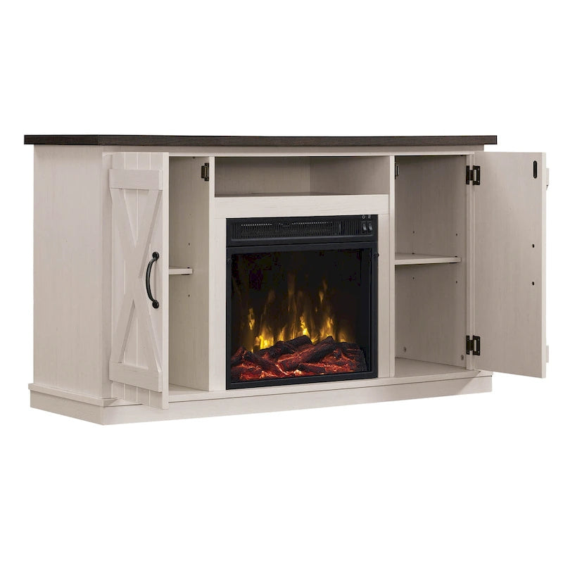 Modern Farmhouse TV Stand for TVs up to 55 with Electric Fireplace