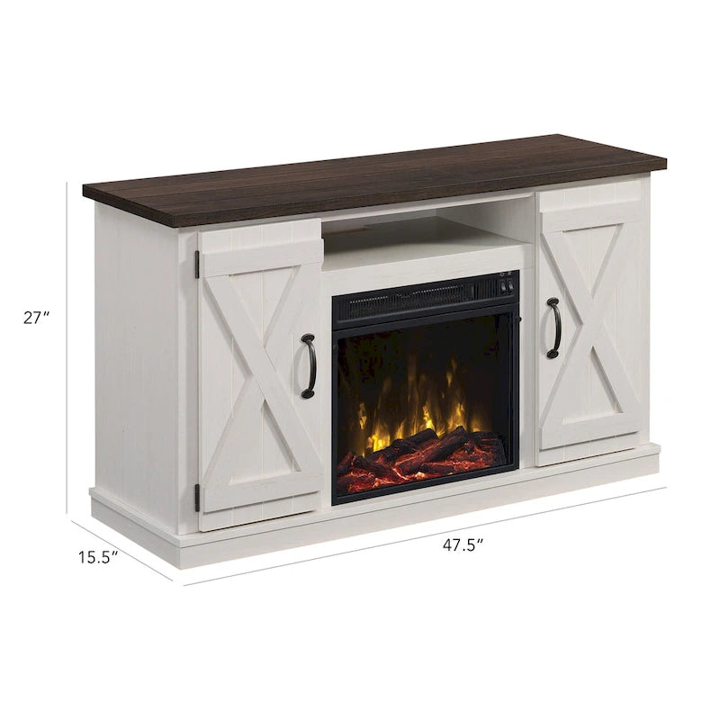 Modern Farmhouse TV Stand for TVs up to 55 with Electric Fireplace