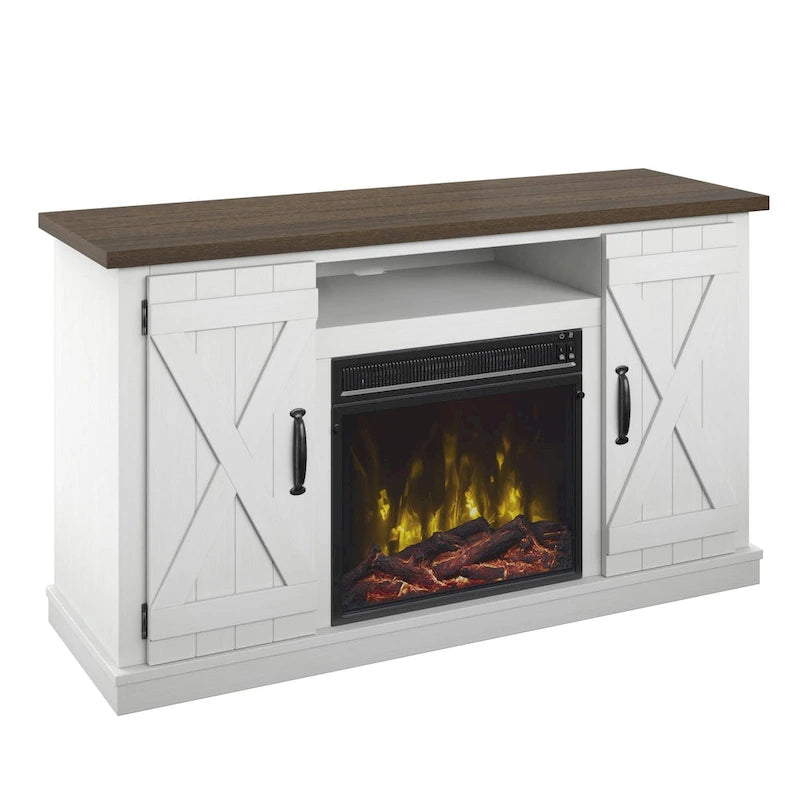Modern Farmhouse TV Stand for TVs up to 55 with Electric Fireplace