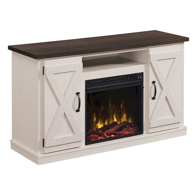 Modern Farmhouse TV Stand for TVs up to 55 with Electric Fireplace