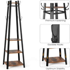 8 Hook Free Standing Coat Rack With Storage Shelves Entryway Hall Tree - 17x17x71.3inch