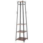 8 Hook Free Standing Coat Rack With Storage Shelves Entryway Hall Tree - 17x17x71.3inch