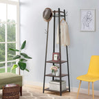8 Hook Free Standing Coat Rack With Storage Shelves Entryway Hall Tree - 17x17x71.3inch