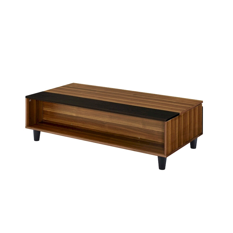47 W Coffee Table w/Lift Top, Walnut & Black